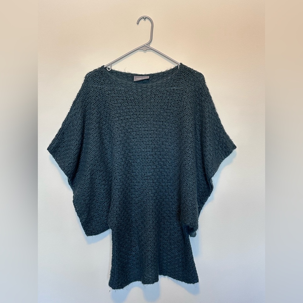 Teal Sweater with Dolman Sleeves - One Size